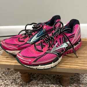 Brooks Pink and Black Athletic Shoes with Mesh Construction